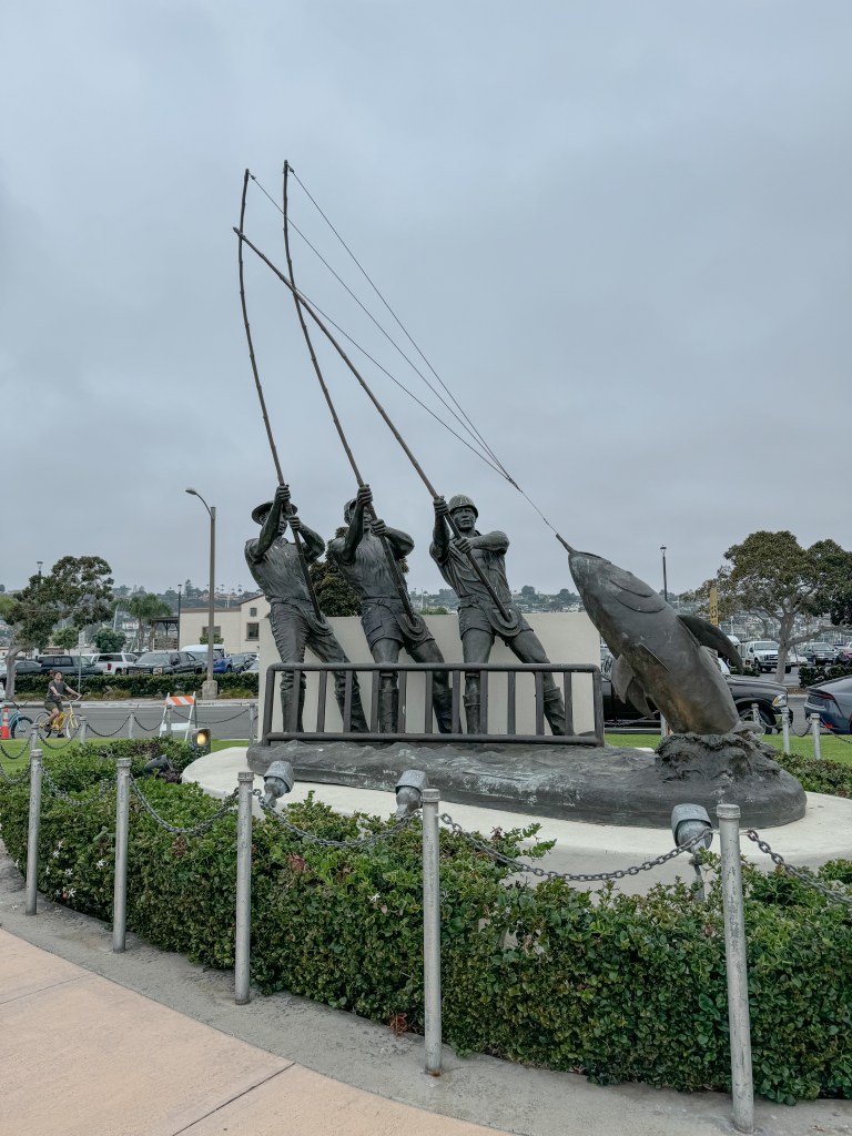 Fisherman statue on Shelter Island San Diego